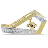 Cercei din Argint 925 Placat cu Aur ( 3.9 grame ) cu Diamant Coniac și Topaz Alb 0.23 Carate