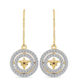 Cercei din Argint 925 Placat cu Aur ( 3.69 grame ) cu Diamant Coniac și Topaz Alb 0.82 Carate