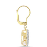 Cercei din Argint 925 Placat cu Aur ( 3.69 grame ) cu Diamant Coniac și Topaz Alb 0.82 Carate