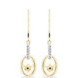 Cercei din Argint 925 Placat cu Aur ( 2.76 grame ) cu Diamant Coniac și Topaz Alb 0.1 Carate
