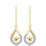 Cercei din Argint 925 Placat cu Aur ( 2.72 grame ) cu Diamant Coniac și Topaz Alb 0.28 Carate