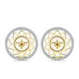 Cercei din Argint 925 Placat cu Aur ( 5.56 grame ) cu Diamant Coniac și Topaz Alb 0.7 Carate