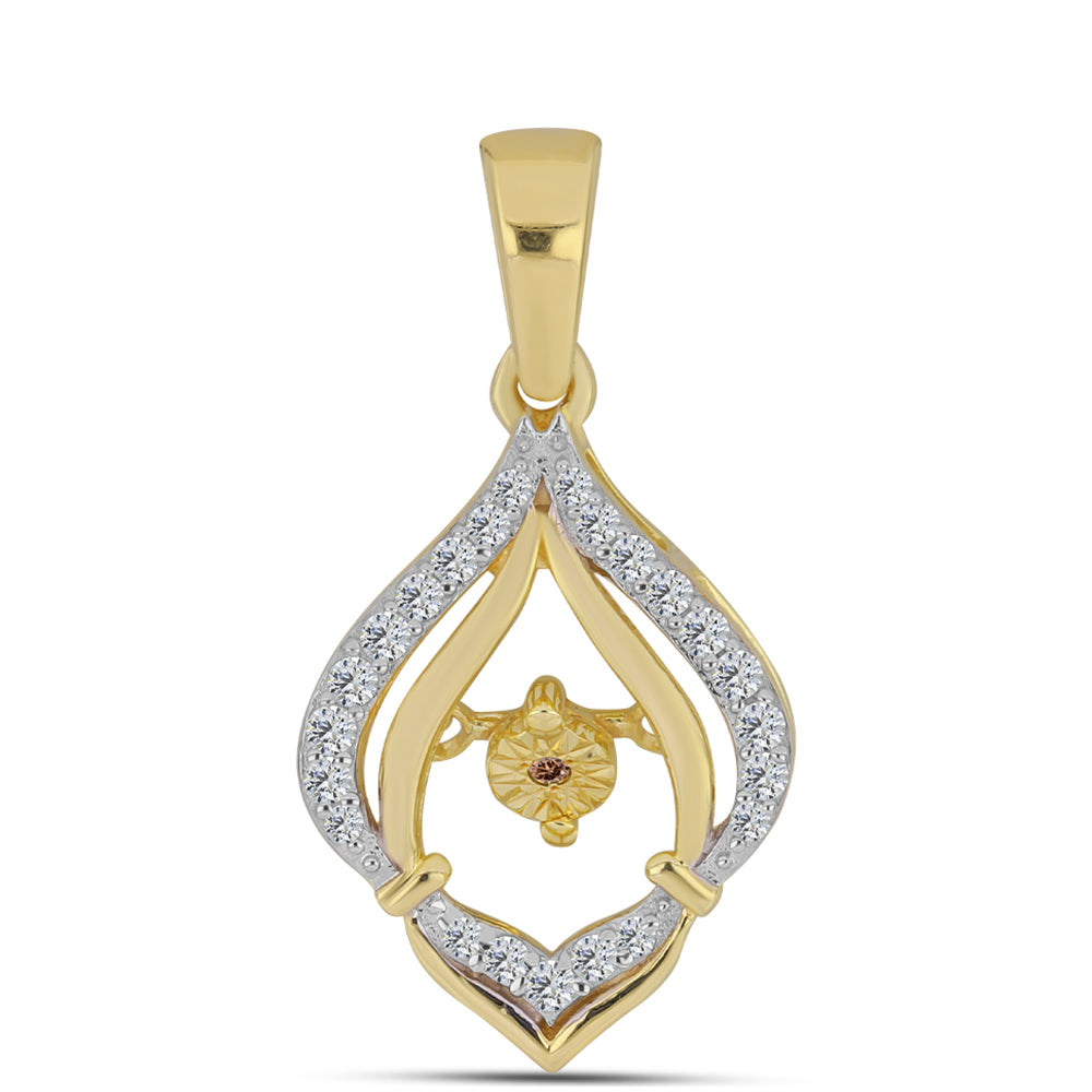 Pandantiv din Argint 925 Placat cu Aur ( 1.89 grame ) cu Diamant Coniac și Topaz Alb 0.21 Carate