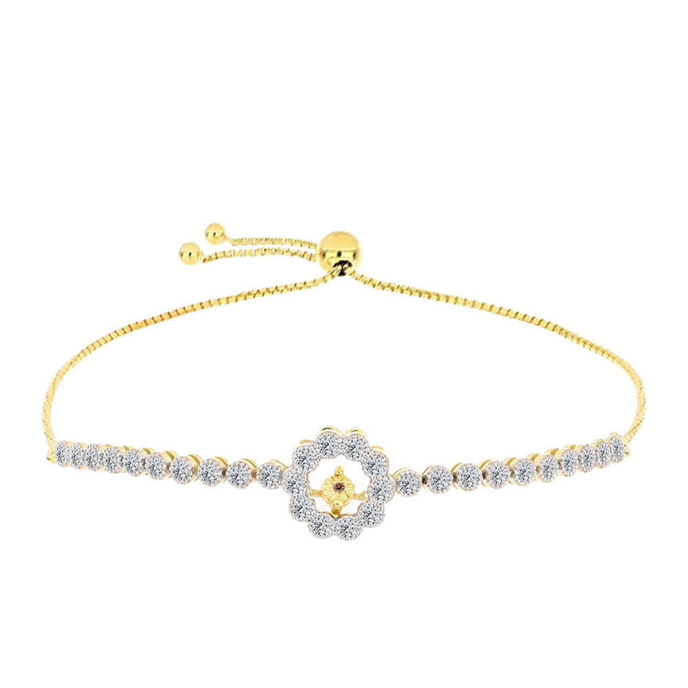 Brățară din Argint 925 Placat cu Aur ( 5.8 grame ) cu Diamant Coniac și Topaz Alb 0.55 Carate