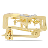Broşă din Argint 925 Placat cu Aur ( 2.35 grame ) cu Diamant Coniac și Topaz Alb 0.2 Carate