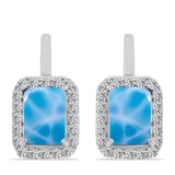 Cercei din Argint 925 ( 3.32 grame ) cu Larimar de Barahona și Topaz Alb 2.99 Carate