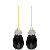 Cercei din Argint 925 Placat cu Aur ( 1.84 grame ) cu Onix Negru și Topaz Alb 6.11 Carate