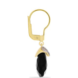 Cercei din Argint 925 Placat cu Aur ( 1.84 grame ) cu Onix Negru și Topaz Alb 6.11 Carate