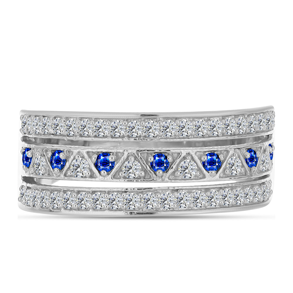 Inel din Argint 925 ( 4.47 grame ) cu Safir Albastru Australian și Topaz Alb 0.69 Carate