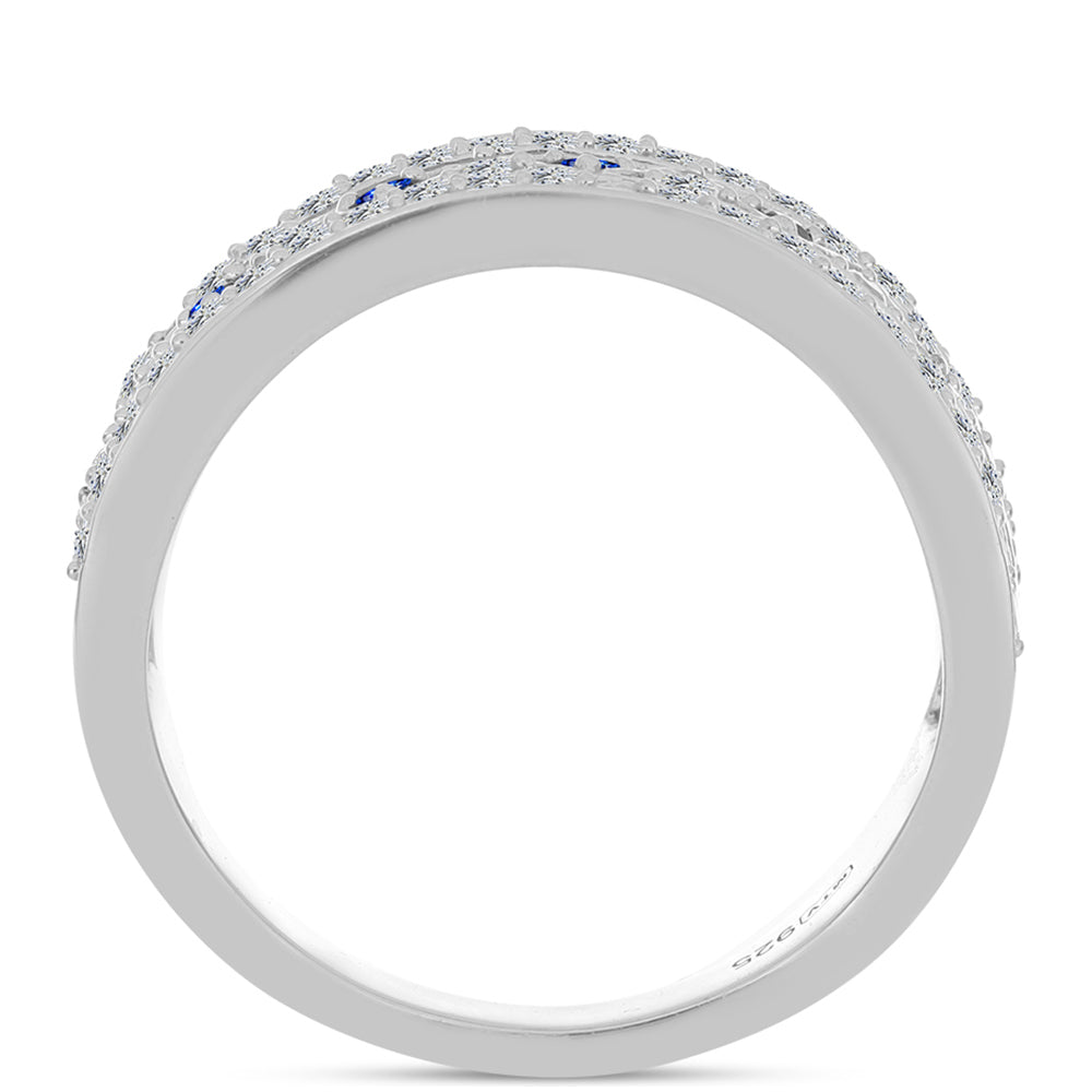 Inel din Argint 925 ( 4.47 grame ) cu Safir Albastru Australian și Topaz Alb 0.69 Carate