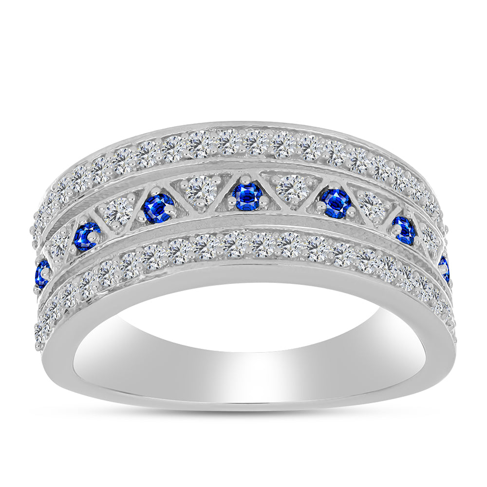 Inel din Argint 925 ( 4.47 grame ) cu Safir Albastru Australian și Topaz Alb 0.69 Carate