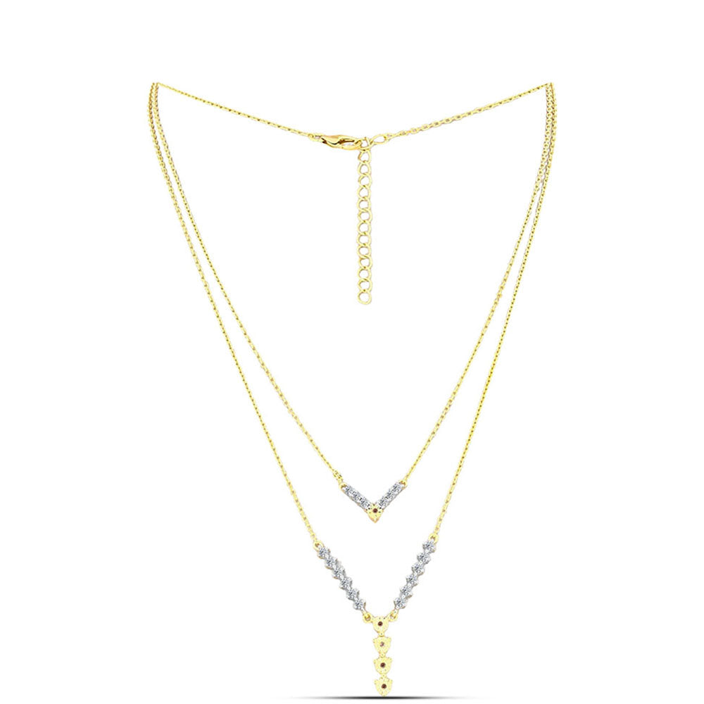 Colier din Argint 925 Placat cu Aur ( 6.57 grame ) cu Diamant Coniac și Topaz Alb 0.75 Carate