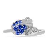 Inel din Argint 925 ( 2.62 grame ) cu Safir Albastru Australian și Topaz Alb 0.37 Carate