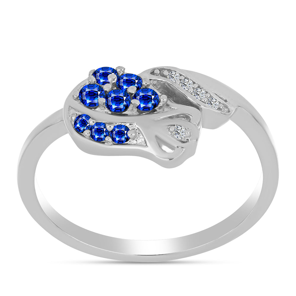 Inel din Argint 925 ( 2.62 grame ) cu Safir Albastru Australian și Topaz Alb 0.37 Carate