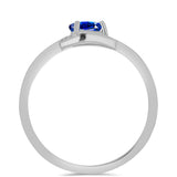 Inel din Argint 925 ( 1.76 grame ) cu Safir Albastru Australian și Topaz Alb 0.34 Carate