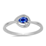 Inel din Argint 925 ( 1.76 grame ) cu Safir Albastru Australian și Topaz Alb 0.34 Carate