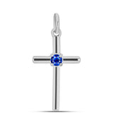 Cruce Pandantiv din Argint 925 ( 0.86 grame ) cu Safir Albastru Australian 0.16 Carate