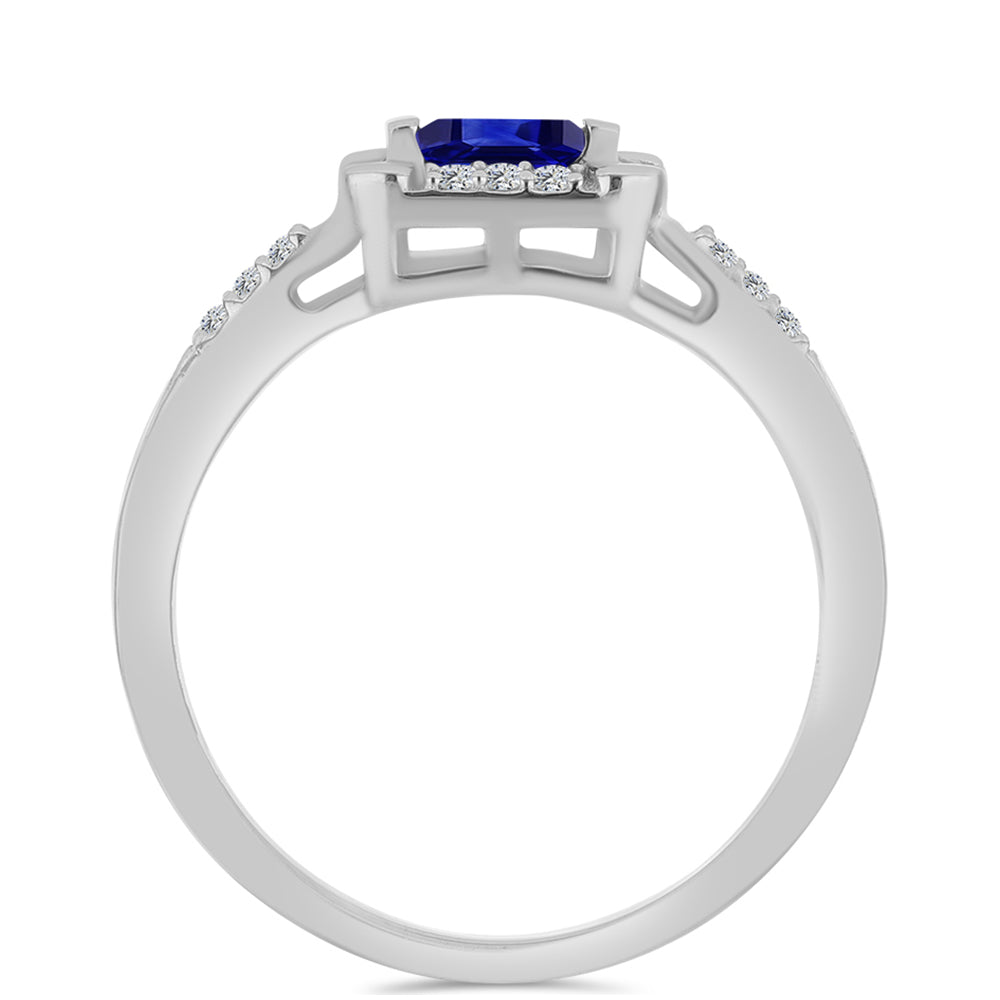 Inel din Argint 925 ( 1.91 grame ) cu Safir Albastru Australian și Topaz Alb 0.28 Carate