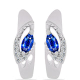 Cercei din Argint 925 ( 3.78 grame ) cu Safir Albastru Australian și Topaz Alb 0.54 Carate