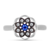 Inel din Argint 925 ( 2.73 grame ) cu Safir Albastru Australian și Topaz Alb 0.3 Carate