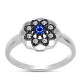 Inel din Argint 925 ( 2.73 grame ) cu Safir Albastru Australian și Topaz Alb 0.3 Carate