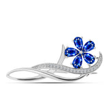 Broşă din Argint 925 ( 2.99 grame ) cu Safir Albastru Australian și Topaz Alb 1.85 Carate
