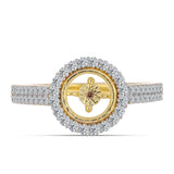 Inel din Argint 925 Placat cu Aur ( 3.33 grame ) cu Diamant Coniac și Topaz Alb 0.73 Carate