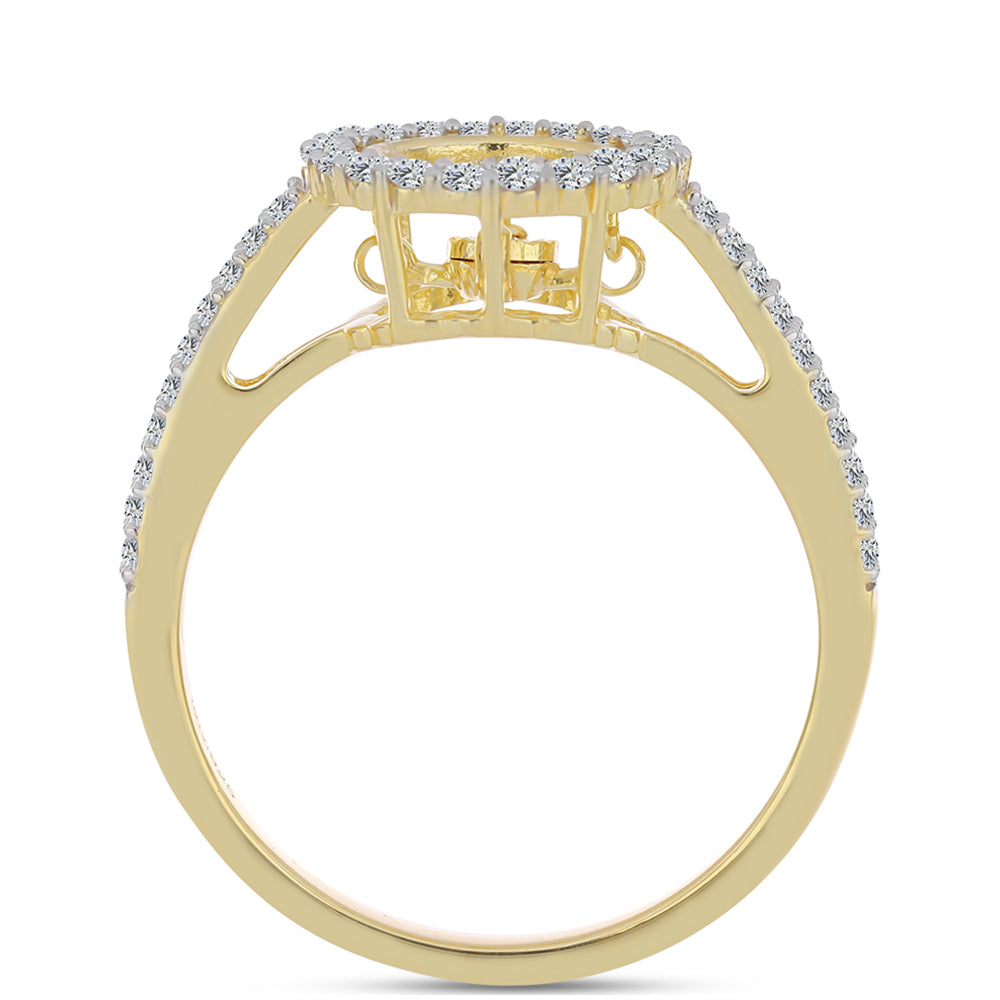 Inel din Argint 925 Placat cu Aur ( 3.33 grame ) cu Diamant Coniac și Topaz Alb 0.73 Carate