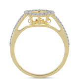 Inel din Argint 925 Placat cu Aur ( 3.33 grame ) cu Diamant Coniac și Topaz Alb 0.73 Carate