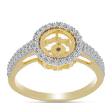 Inel din Argint 925 Placat cu Aur ( 3.33 grame ) cu Diamant Coniac și Topaz Alb 0.73 Carate