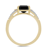 Inel din Argint 925 Placat cu Aur ( 2.37 grame ) cu Onix Negru și Zircon Alb 3.42 Carate