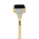 Inel din Argint 925 Placat cu Aur ( 2.37 grame ) cu Onix Negru și Zircon Alb 3.42 Carate