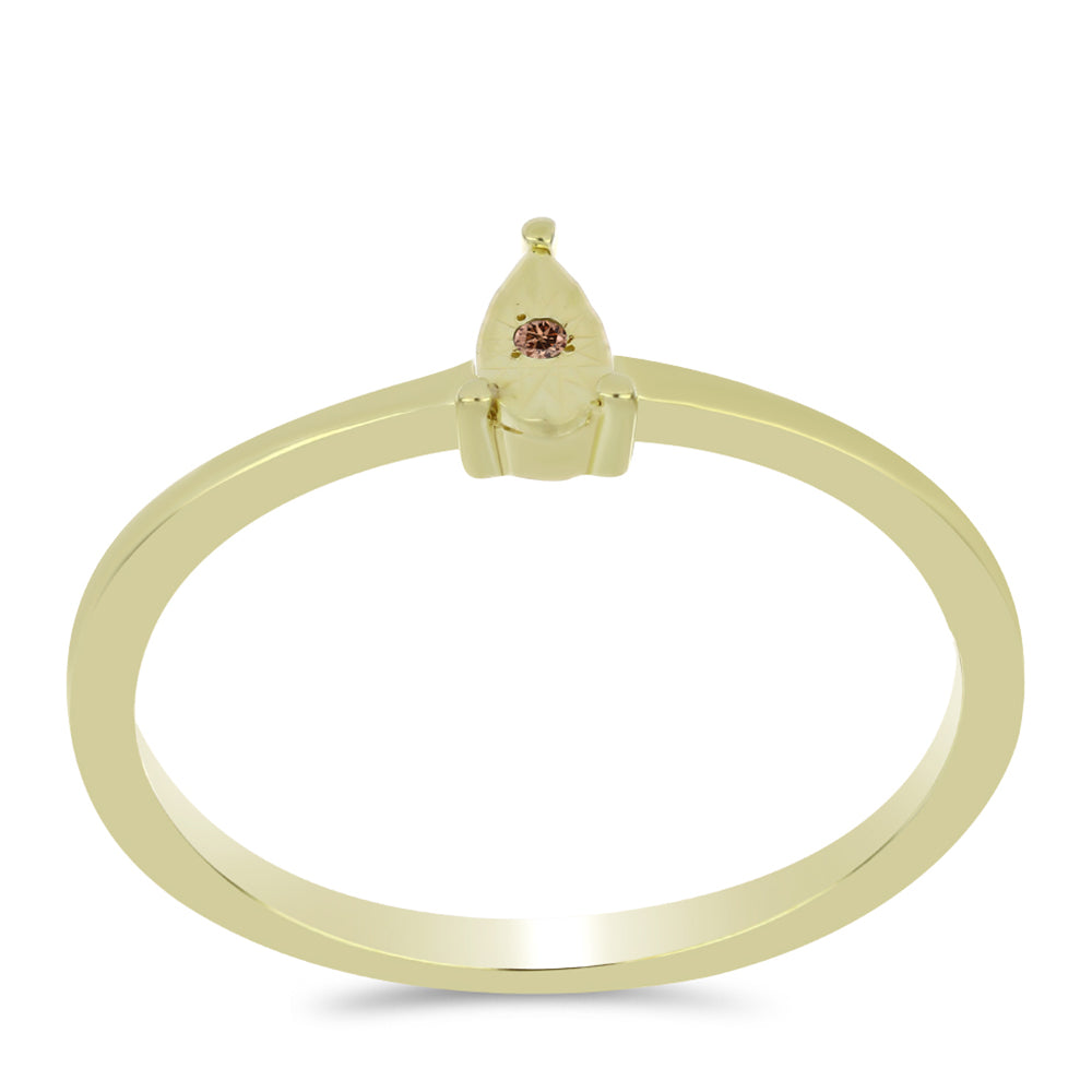 Inel din Argint 925 Placat cu Aur ( 1.51 grame ) cu Diamant Coniac 0.01 Carate