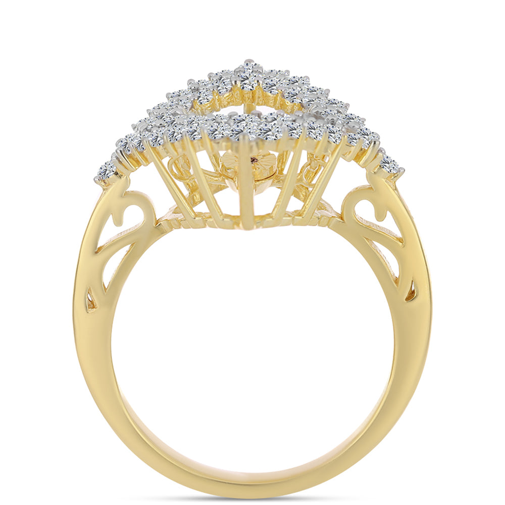 Inel din Argint 925 Placat cu Aur ( 3.54 grame ) cu Diamant Coniac și Topaz Alb 1.09 Carate