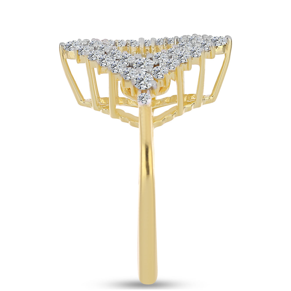 Inel din Argint 925 Placat cu Aur ( 3.54 grame ) cu Diamant Coniac și Topaz Alb 1.09 Carate