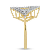 Inel din Argint 925 Placat cu Aur ( 3.54 grame ) cu Diamant Coniac și Topaz Alb 1.09 Carate