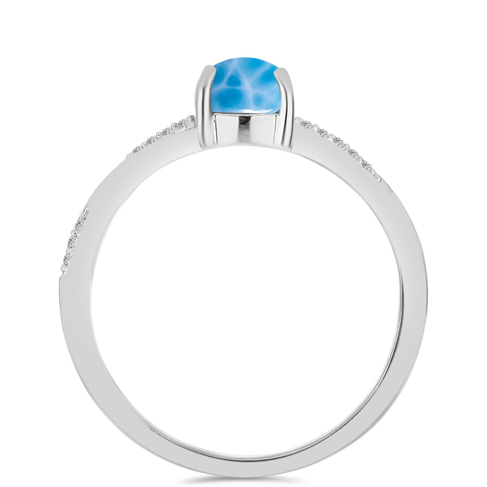Inel din Argint 925 ( 2.41 grame ) cu Larimar de Barahona și Topaz Alb 1.64 Carate