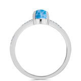 Inel din Argint 925 ( 2.41 grame ) cu Larimar de Barahona și Topaz Alb 1.64 Carate
