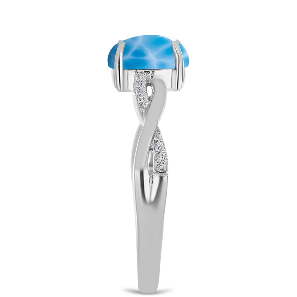 Inel din Argint 925 ( 2.41 grame ) cu Larimar de Barahona și Topaz Alb 1.64 Carate