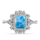 Inel din Argint 925 ( 4.18 grame ) cu Larimar de Barahona și Topaz Alb 2.61 Carate