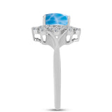 Inel din Argint 925 ( 4.18 grame ) cu Larimar de Barahona și Topaz Alb 2.61 Carate