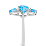 Inel din Argint 925 ( 3.16 grame ) cu Larimar de Barahona și Topaz Alb 2.58 Carate