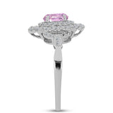 Inel din Argint 925 ( 3.04 grame ) cu Kunzit Pala și Topaz Alb 1.54 Carate
