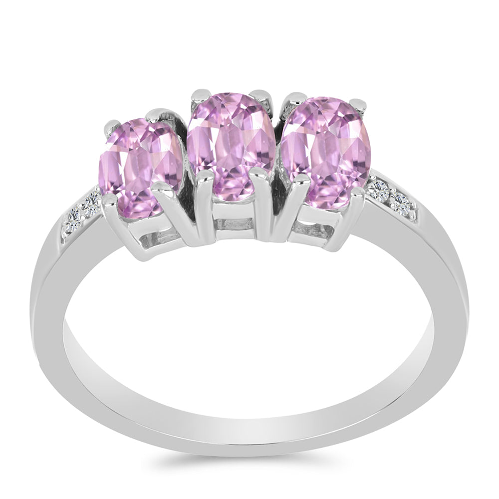Inel din Argint 925 ( 2.57 grame ) cu Kunzit Pala și Topaz Alb 1.89 Carate