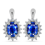 Cercei din Argint 925 ( 3.69 grame ) cu Safir Albastru Australian și Topaz Alb 2.54 Carate