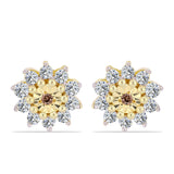 Cercei din Argint 925 Placat cu Aur ( 1.36 grame ) cu Diamant Coniac și Topaz Alb 0.31 Carate