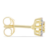 Cercei din Argint 925 Placat cu Aur ( 1.36 grame ) cu Diamant Coniac și Topaz Alb 0.31 Carate