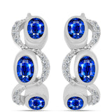 Cercei din Argint 925 ( 5.17 grame ) cu Safir Albastru Australian și Topaz Alb 2.29 Carate