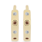 Cercei din Argint 925 Placat cu Aur ( 1.28 grame ) cu Diamant Coniac și Topaz Alb 0.08 Carate