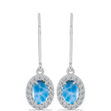 Cercei din Argint 925 ( 2.41 grame ) cu Larimar de Barahona și Topaz Alb 2.58 Carate
